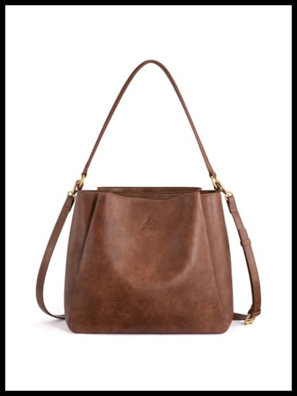 Hobo Bag Vegan Leather Triple Compartment Crossbody Shoulder